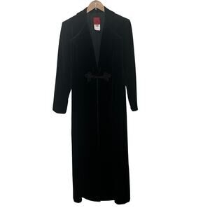 VTG JS Collections Coat Black Velvet Whimsigoth Old Money Witchy Maxi Formal M